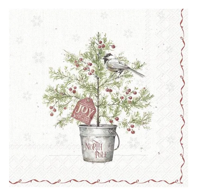 Serwetki 25x25cm Christmas Tree Present Cream 20szt.