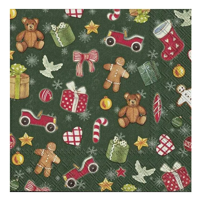 Serwetki 25x25cm Festive Christmas Toys Green 20szt.