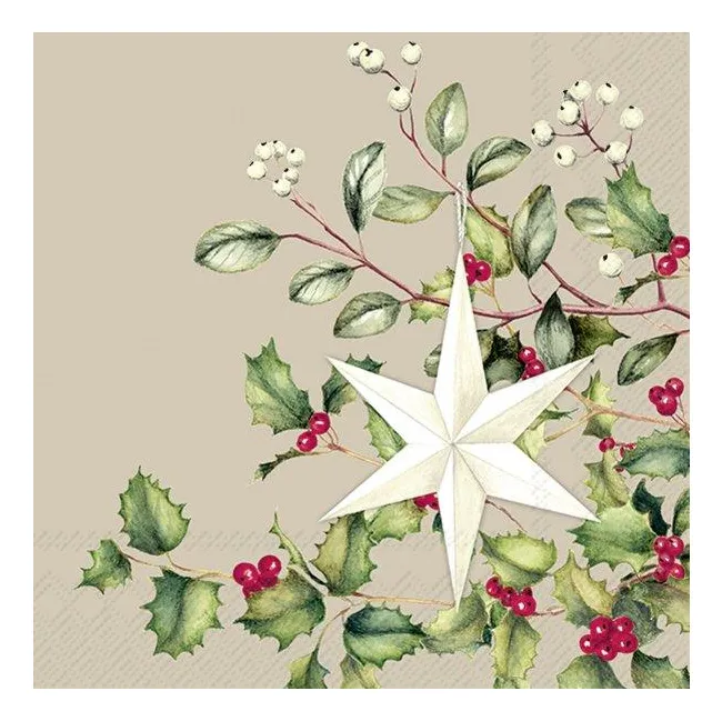 Serwetki 25x25cm Silent Christmas Star Linen 20szt.