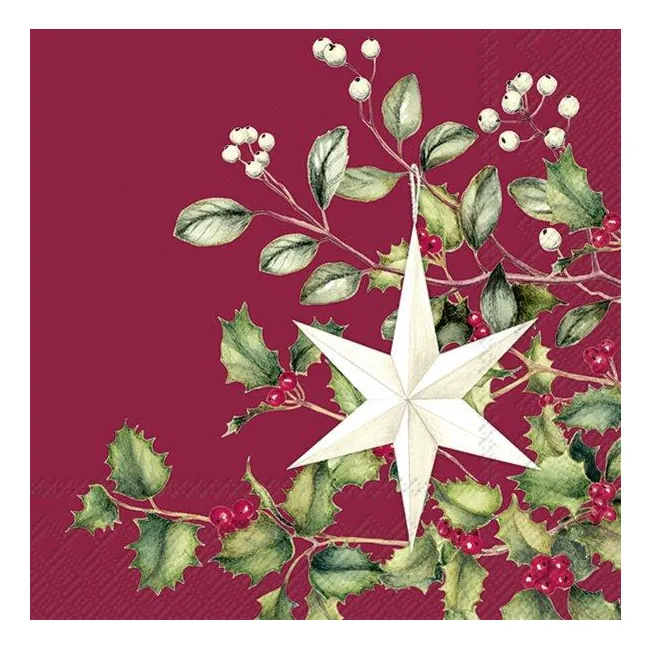 Serwetki 25x25cm Silent Christmas Star Red 20szt.