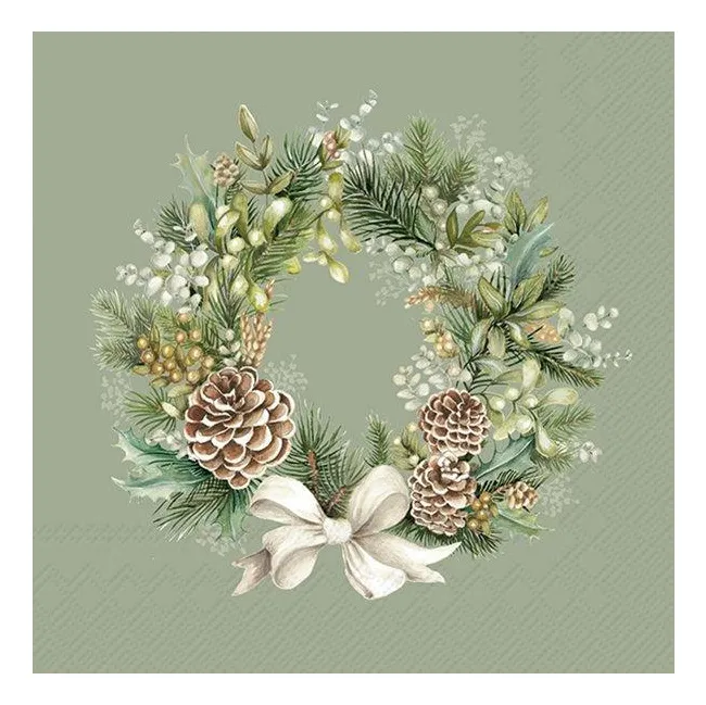 Serwetki 25x25cm Wreath of the Forest Green 20szt.