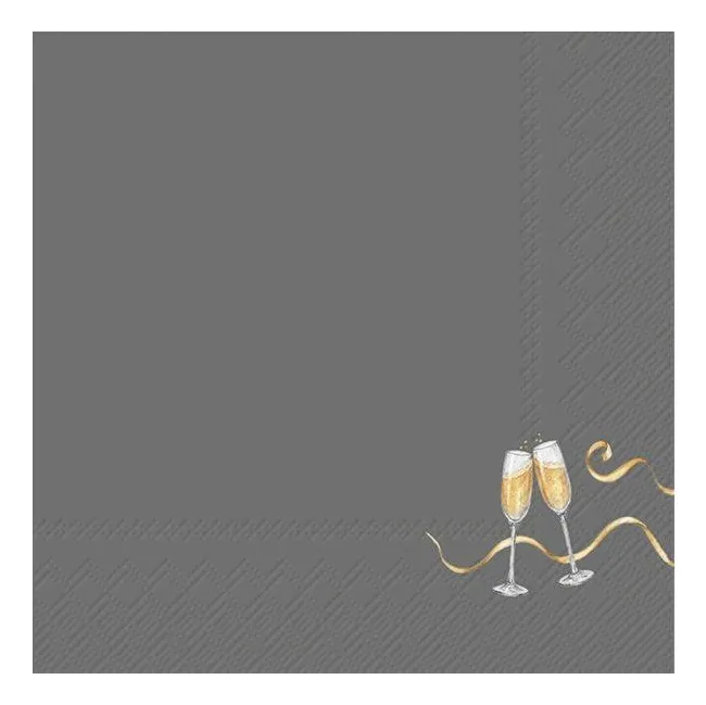 Serwetki 33x33cm Tiny Champagne Glass Grey 20szt.