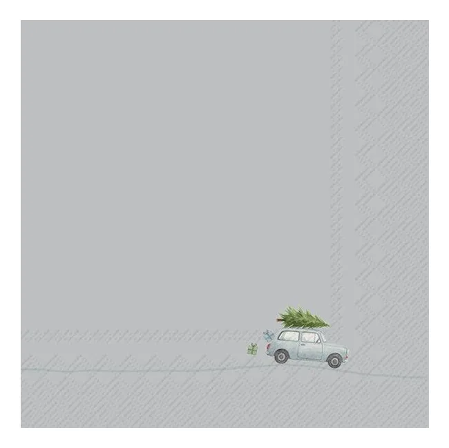 Serwetki 33x33cm Tiny Christmas Car Blue Grey 20szt.