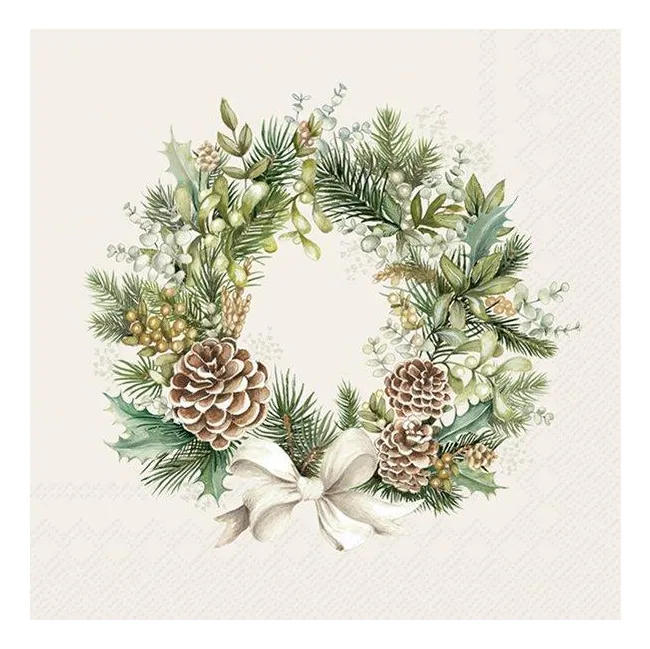 Serwetki 33x33cm Wreath of the Forest Cream 20szt.