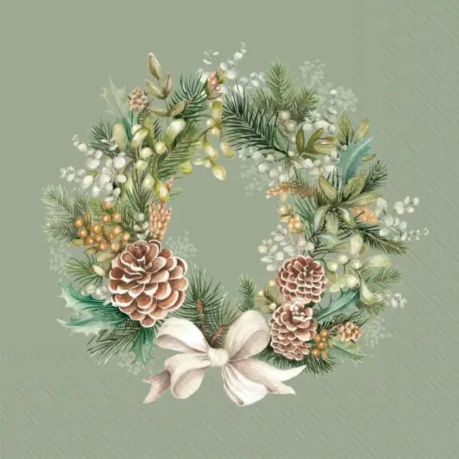 Serwetki 33x33cm Wreath of the Forest Green 20szt.