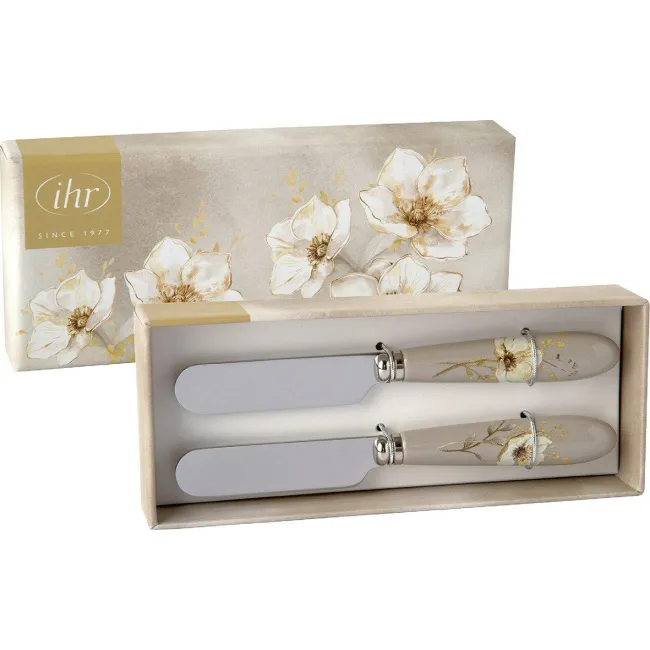Komplet 2 nożyków Golden Grace Cream 12cm do masła
