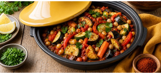 TAGINE Z PIECZONYMI WARZYWAMI I CIECIERZYCĄ