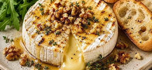 GRILLOWANY CAMEMBERT Z MIODEM, ORZECHAMI WŁOSKIMI I TYMIANKIEM