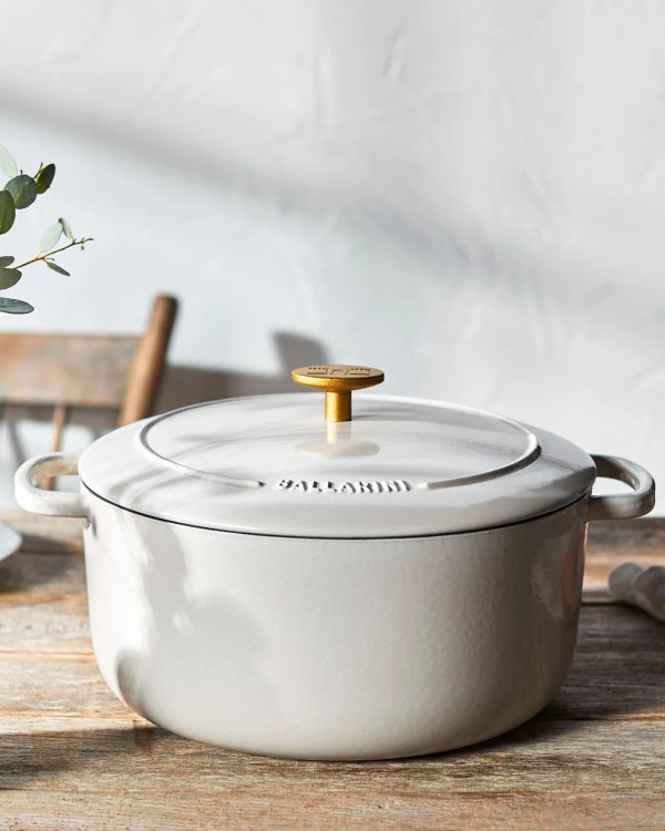 Garnek Bellamonte żeliwny 24cm 4l kość słoniowa okrągły