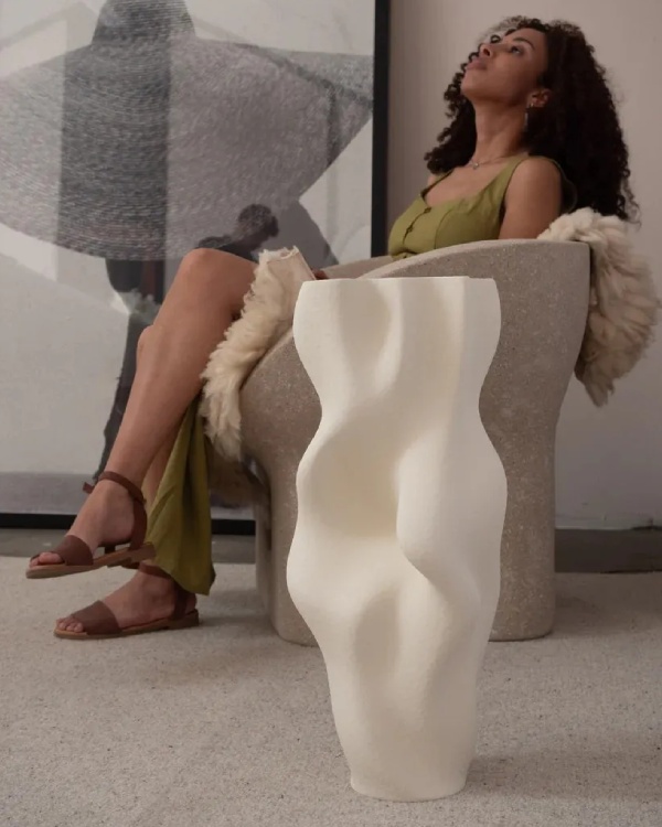 Wazon Flo 56.5x24.5x26cm ivory beige