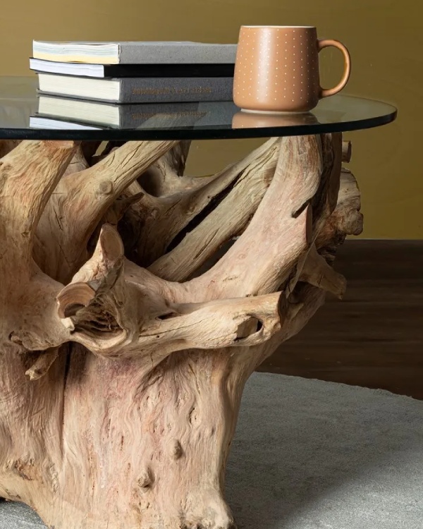 Stolik kawowy 80x46cm okrągły drewniany + szkło